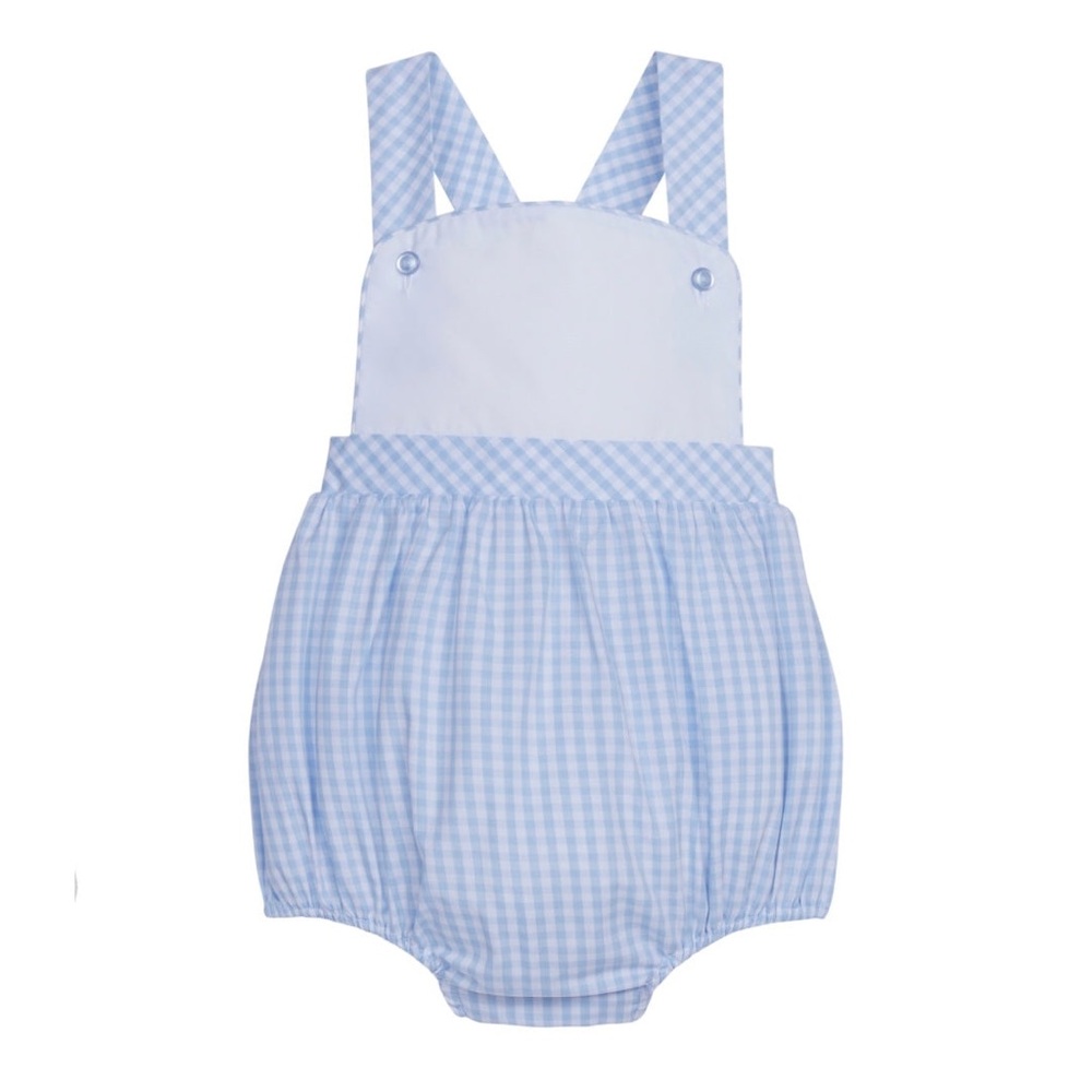 Little English Conrad Sunsuit Blue Gingham Romper